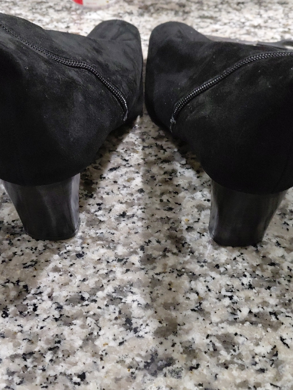 Classic Black Suede Block Heel Ankle Boots Valenci Size 10w 2inches